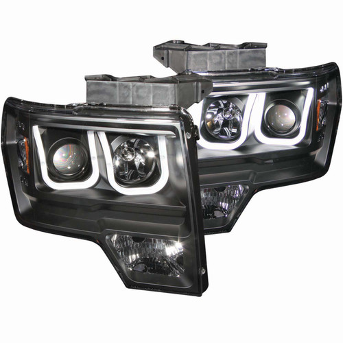 ANZO 111263 ANZO 2009-2014 Ford F-150 Projector Headlights w/ U-Bar Black