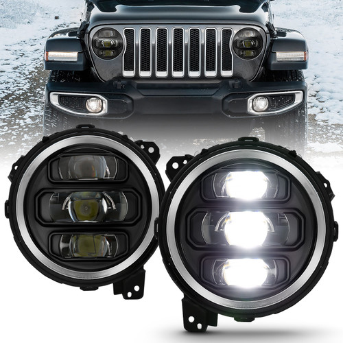 ANZO 111466 ANZO 2018-2019 Jeep Wrangler Full Led Projector????H.L Black