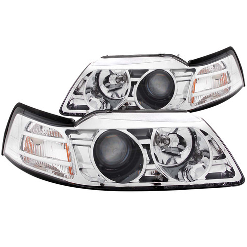 ANZO 121043 ANZO 1999-2004 Ford Mustang Projector Headlights Chrome