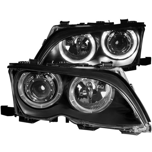 ANZO 121140 ANZO 2002-2005 BMW 3 Series E46 Projector Headlights w/ Halo Black