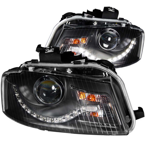 ANZO 121322 ANZO 2006-2008 Audi A3 Projector Headlights Black (R8 LED Style)