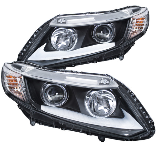 ANZO 121478 ANZO 2012-2015 Honda Civic Projector Headlights w/ U-Bar Chrome