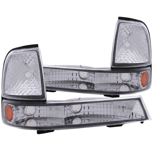 ANZO 511003 ANZO 1998-2000 Ford Ranger Euro Parking Lights Chrome w/ Amber Reflector
