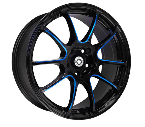 Konig IL7751440F Illusion 17x7 5x114.3 40mm Offset Black/Ball Cut Blue Wheel