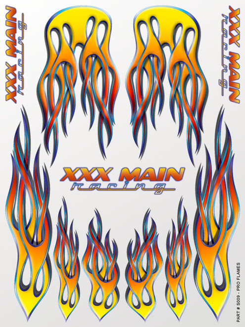 XXX Main Racing S009 Pro Flames Sticker Sheet