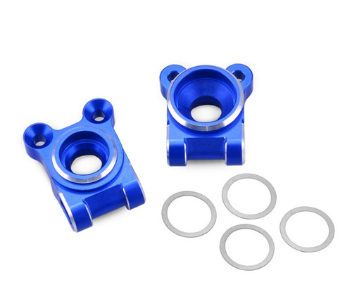 J Concepts 25361 B74 Aluminum Rear Hub Carrier, Blue, Set