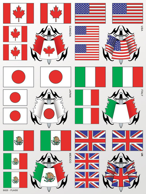 XXX Main Racing S025 Flags Sticker Sheet