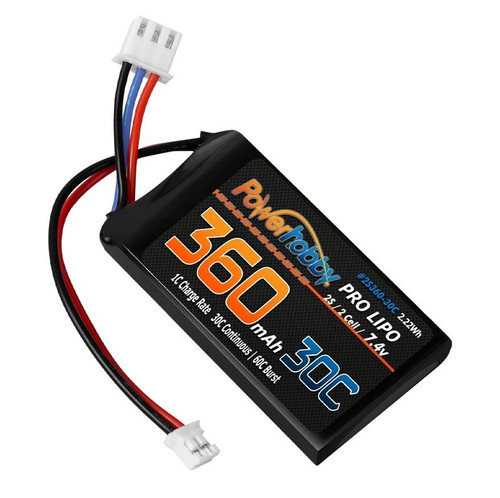 Power Hobby 2S36030CSCX24 360mAh 2S 30C LiPo Battery: Axial SCX24