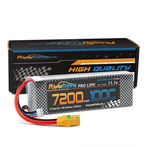 Power Hobby 3S7200100CXT90 3S 11.1V 7200mAh 100C-200C LiPo Battery w/ XT90 Plug