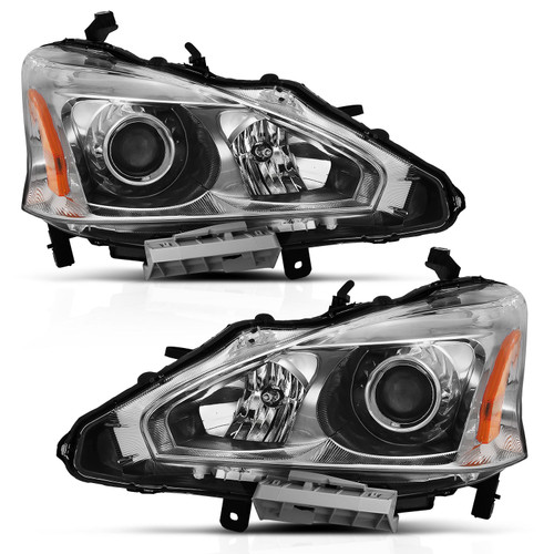 ANZO 121550 ANZO 2013-2015 Nissan Altima Projector Headlight Chrome Amber