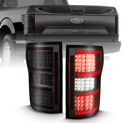 ANZO 311315 ANZO 2018-2019 Ford F-150 LED Taillight Smoke (Red Light Bar) (w/ Sequential)