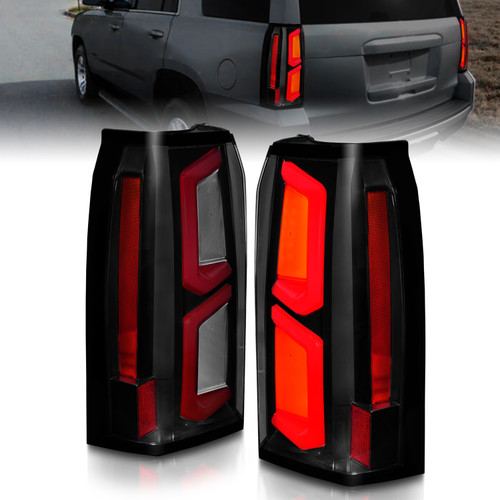 ANZO 311375 ANZO 2015-2020 Chevrolet Tahoe LED Tail Lights w/ Light Bar Black Housing Somke Lens