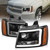 ANZO 111402 ANZO 07-14 Chevy Tahoe Projector Headlights w/ Plank Style Design Black w/ Amber