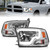 ANZO 111540 ANZO 2009-2020 Dodge Ram 1500 Full LED Square Projector Headlights w/ Chrome Housing Chrome Amber