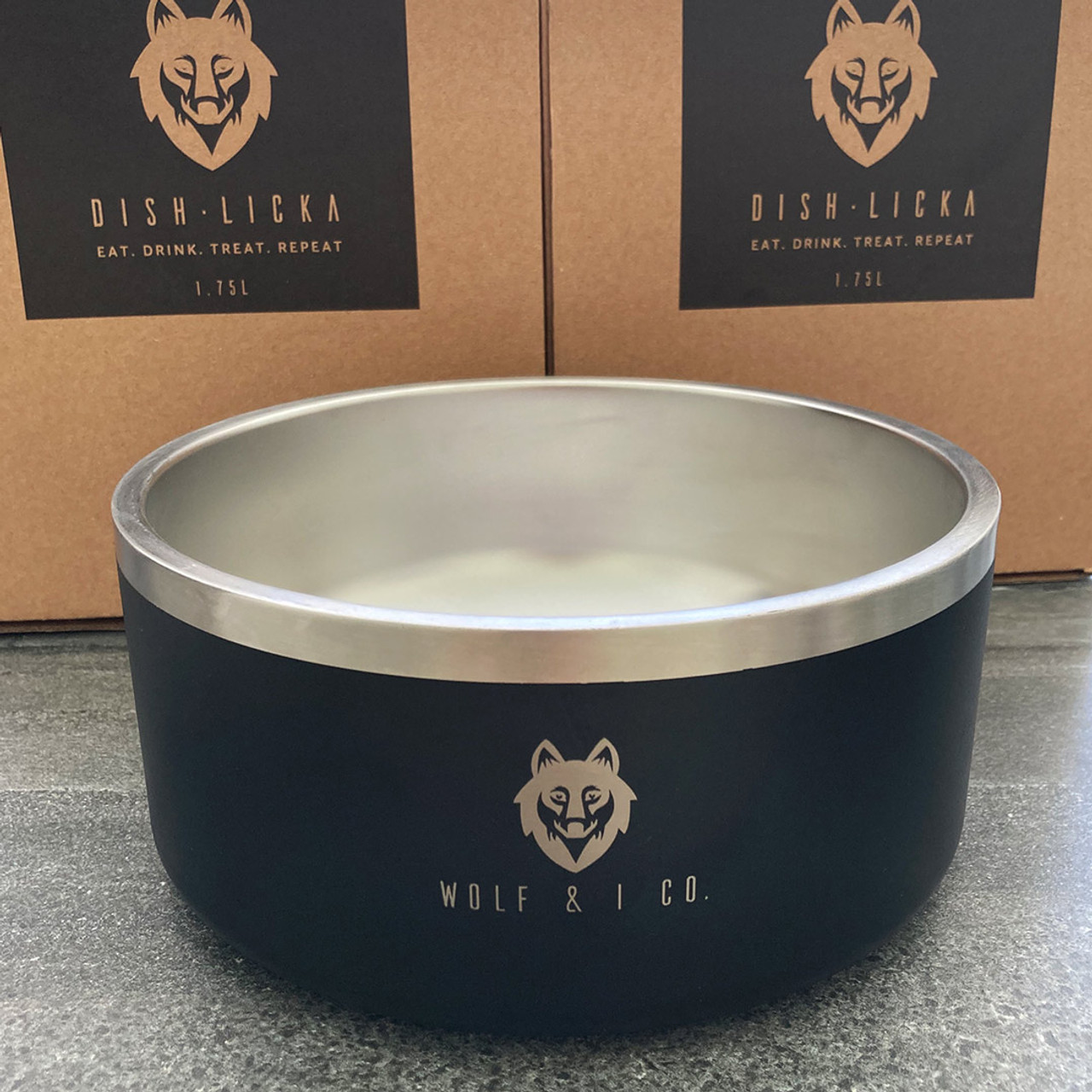 Dish Licka Double Wall Insulated Stainless Steel Dog Bowl Nero