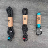 Choose one six foot knotted climbing rope dog leash, one four foot knotted climbing rope dog leash and a training leash to complete your quiver.