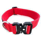 Wolf & I Co. Alpha Wolf Division red dog collars feature 1.5" (4cm) wide hardwearing military grade nylon with reinforced stitched for durability strength and security.