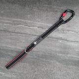 Wolf & I Co. blackbird black training leash with red neoprene handle,  is 1.5ft long with 25kn carabiner, ideal for use in situations when you need to keep your dog close.