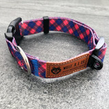 The Wolf & I Co. Cafe Series puppy collars features a stainless steel leash attachment as well as an ID tag attachment.