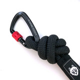 The Wolf & I Co. Ninja four foot black dog leash features a secure locking carabiner in black.