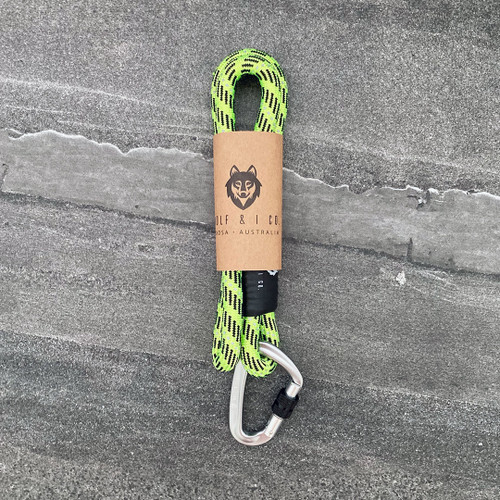Wolf & I Co. Neon Nights training leash is 1.5ft long, ideal for use in situations when you need to keep your dog close.