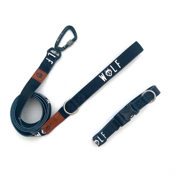 Wolf & I Co. matching black puppy leash and black puppy collar set are ideal for everyday puppy walking. Shop online now and save.
