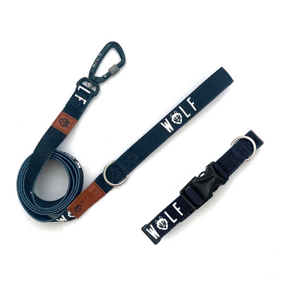 Wolf & I Co. matching black dog leash & dog collar sets are ideal for everyday dog walking. Shop online now and save.