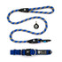 The Wolf & I Co. Dolce Cabana blue dog leash for dogs and puppies and navy blue dog collar with id tag is a great set for dog training and dog walking.