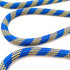 The dolce cabana rope dog leash features blue and yellow weave.