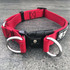 Wolf & I Co. Rock Lobster Red Dog Collar features stainless steel, double d ring leash attachment, id tag attachment and secure buckle. Available in Medium/Large for medium to large sized dogs.