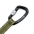 Wolf & I Co. Grasshopper army green training leash features a 25kn carabiner for extra strength.