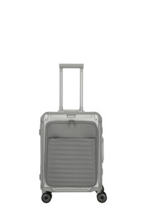 Travelite NEXT Cabin Aluminium Luggage with Front Pocket – Silver - Front