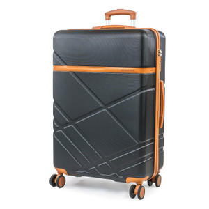 London Fog Eton Large Black Hard Shell Suitcase - 4 Spinner Wheels & TSA Lock (Black) - Main