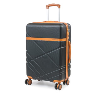 London Fog Eton Medium Black Hard Shell Suitcase - 8 Spinner Wheels and TSA Lock - Main