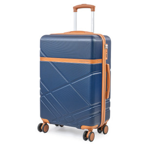 London Fog Eton Medium Navy Hard Shell Suitcase - 8 Spinner Wheels and TSA Lock - Main