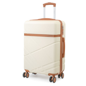 London Fog Eton Medium Cream Hard Shell Suitcase - 8 Spinner Wheels and TSA Lock - Main