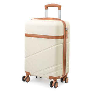 London Fog Eton Small Cream Hard Shell Suitcase - 8 Spinner Wheels and TSA Lock - main