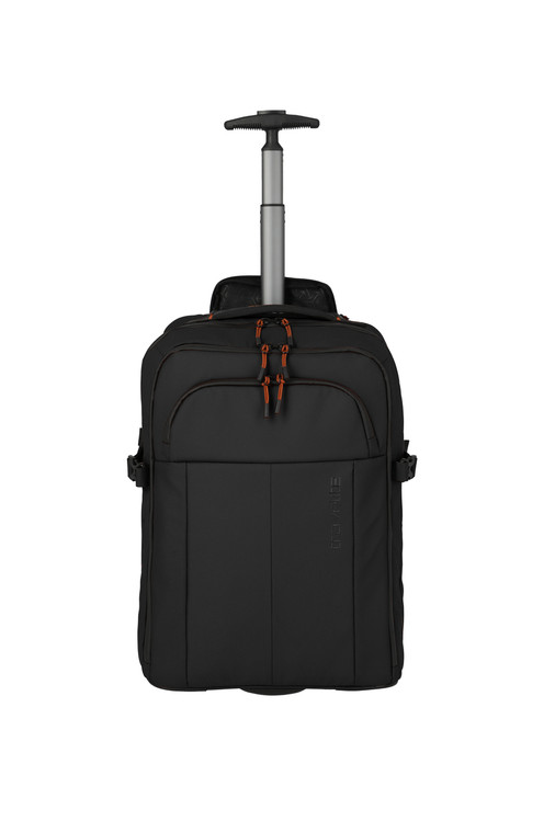 Travelite BRIIZE 2 Wheel Trolley Backpack – Black - front with pull handle