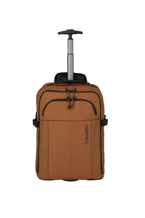Travelite BRIIZE 2 Wheel Trolley Backpack – Curry - front with handle open