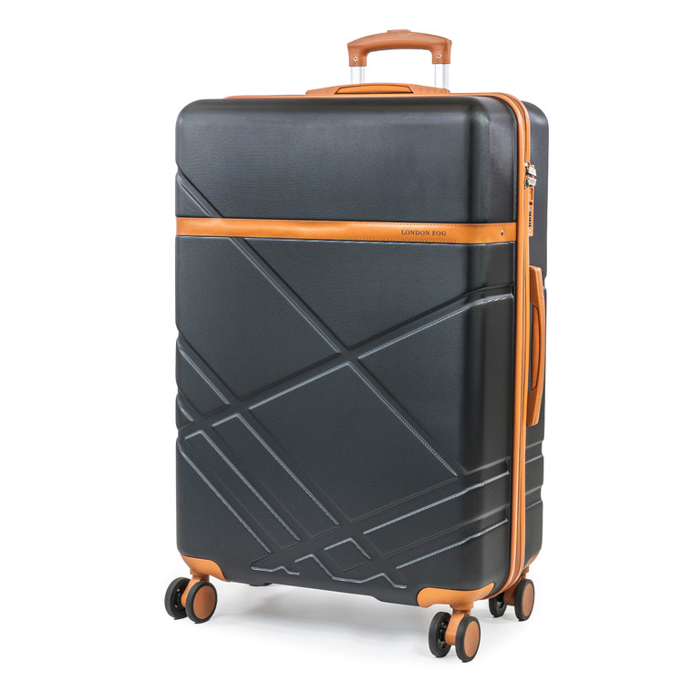 London Fog Eton Large Black Hard Shell Suitcase - 4 Spinner Wheels & TSA Lock (Black) - Main