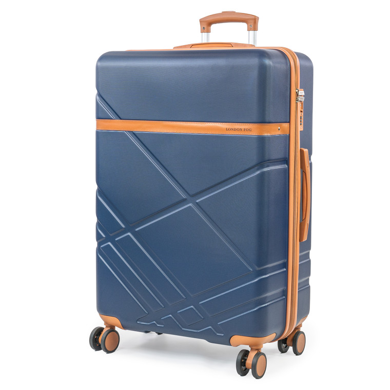 London Fog Eton Large Navy Hard Shell Suitcase - 4 Spinner Wheels & TSA Lock (Black) - Main