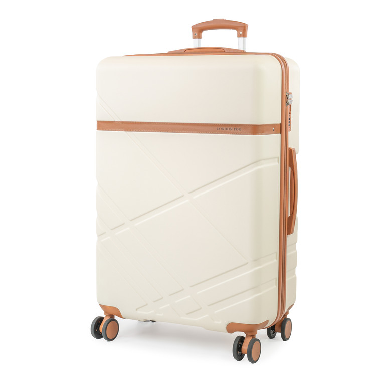 London Fog Eton Large Cream Hard Shell Suitcase - 4 Spinner Wheels & TSA Lock (Black) - Main