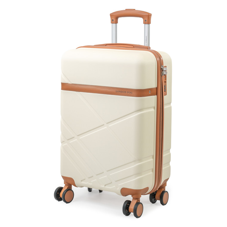 London Fog Eton Small Cream Hard Shell Suitcase - 8 Spinner Wheels and TSA Lock - main