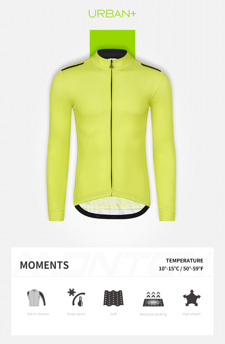 Men's Urban+ Moments l/s Thermal Jersey - yellow - Monton Sports