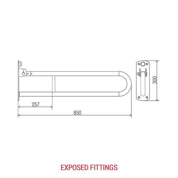 Lift-N-Lock™ 850mm Folding Grab Rail