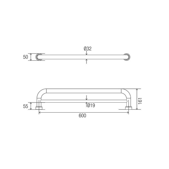 Hygienic Seal® Towel Grab Rail "D"