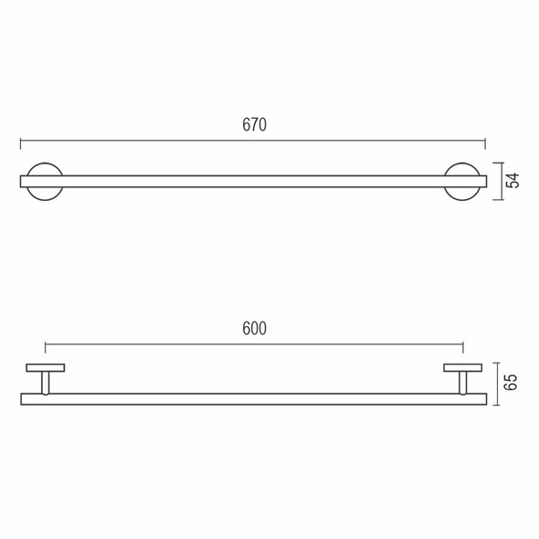 Towel Rail Single - 600mm