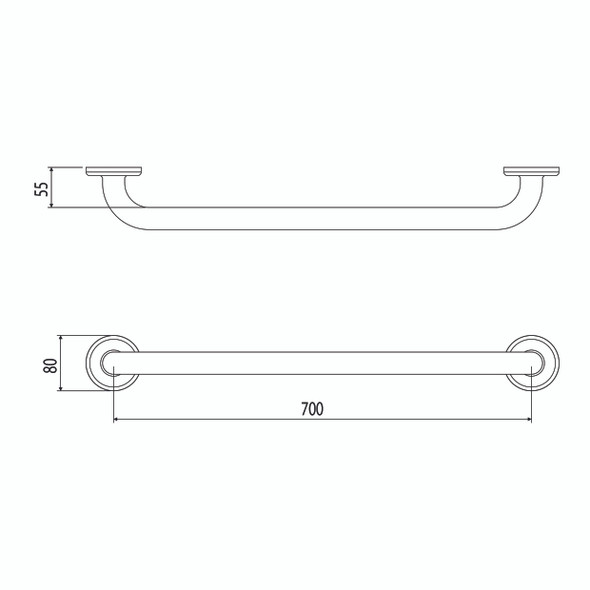 Clam® Flange Straight Grab Rail - 700mm