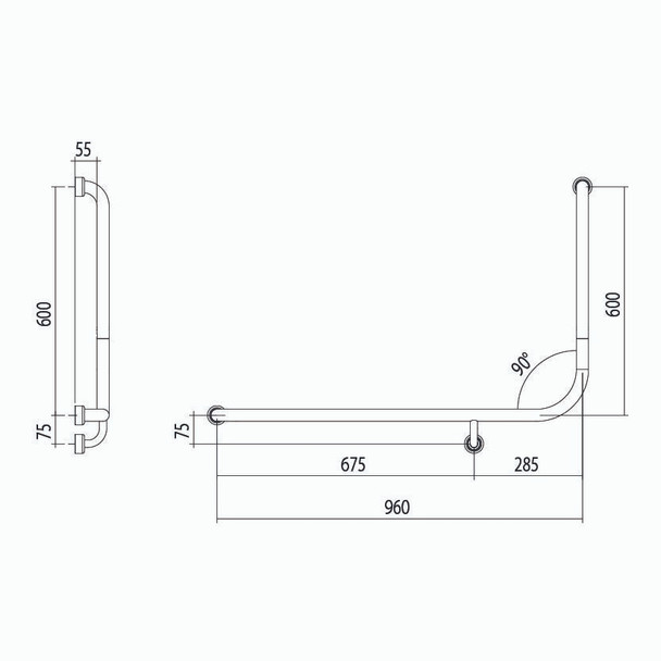 Hygienic Seal® 90° Accessible Grab Rail