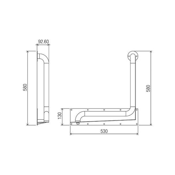 Anti-Ligature 90° Ambulant Grab Rail 450mm x 450mm